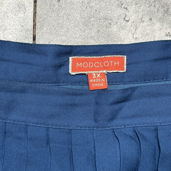 ModCloth Blue A Line Pleated Zip Polyester Skirt Women's Plus Size 3X MINT - Picture 3 of 9